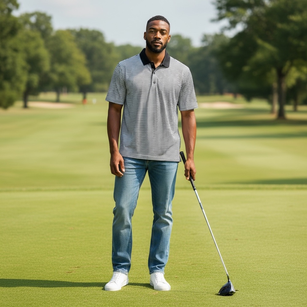 Greg‎ Norman Play Dry Collection Striped Short Sleeve Black and Cream Polo XXL